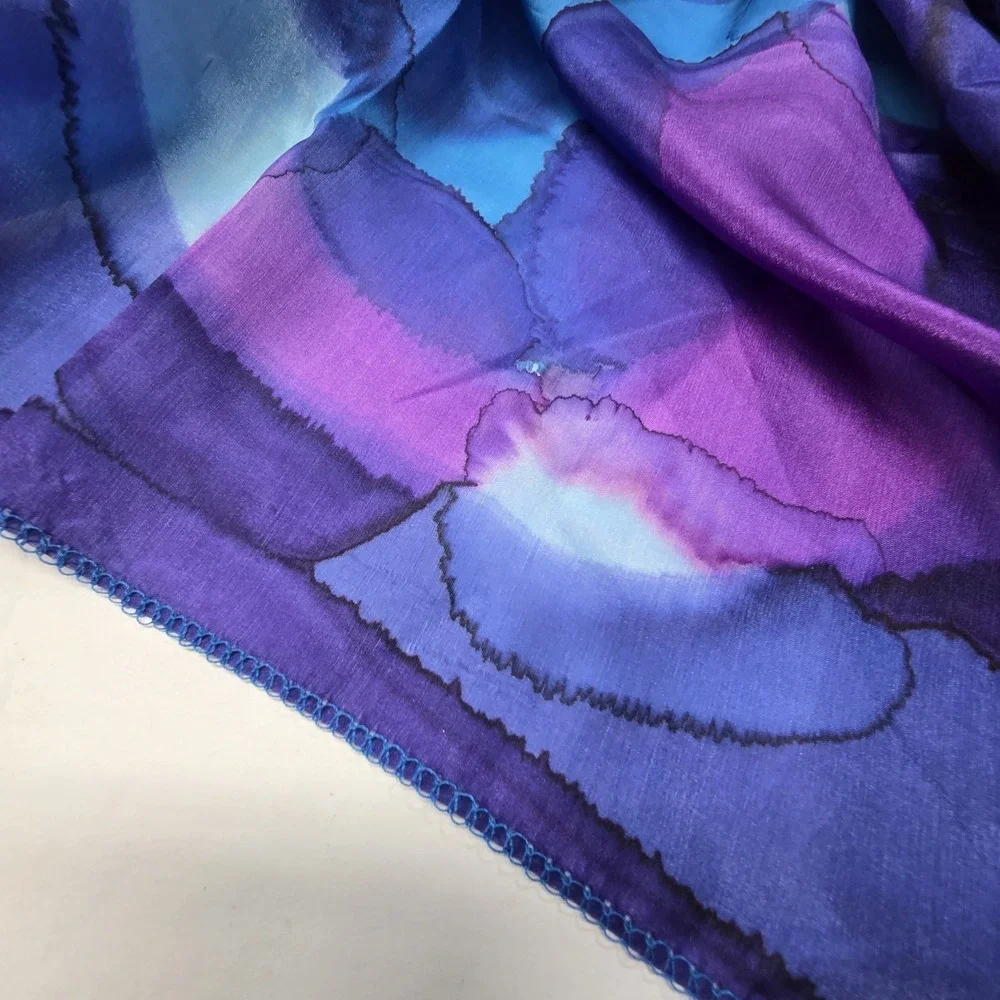 Vtg '99 Abstract Silk Scarf Signed Approx 33